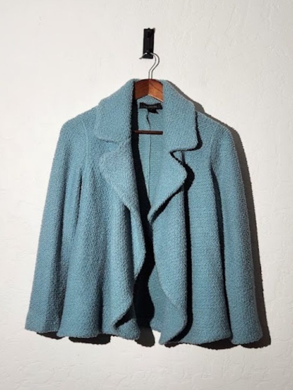 St. John Light Blue Textured Knit Cardigan Jacket Size Small